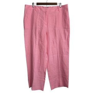 NWT Talbots cropped pants women's 16 pink beachy coastal classic lagenlook linen